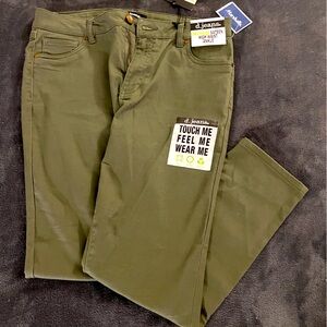 Army green skinny high rise jeans